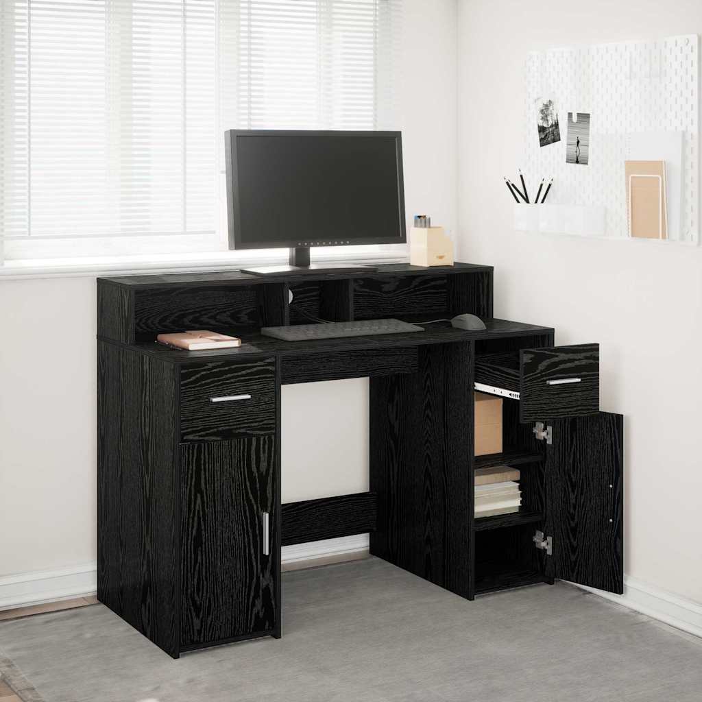 Desk Black Oak 120x55x91 cm Engineered Wood - Millennium Furniture