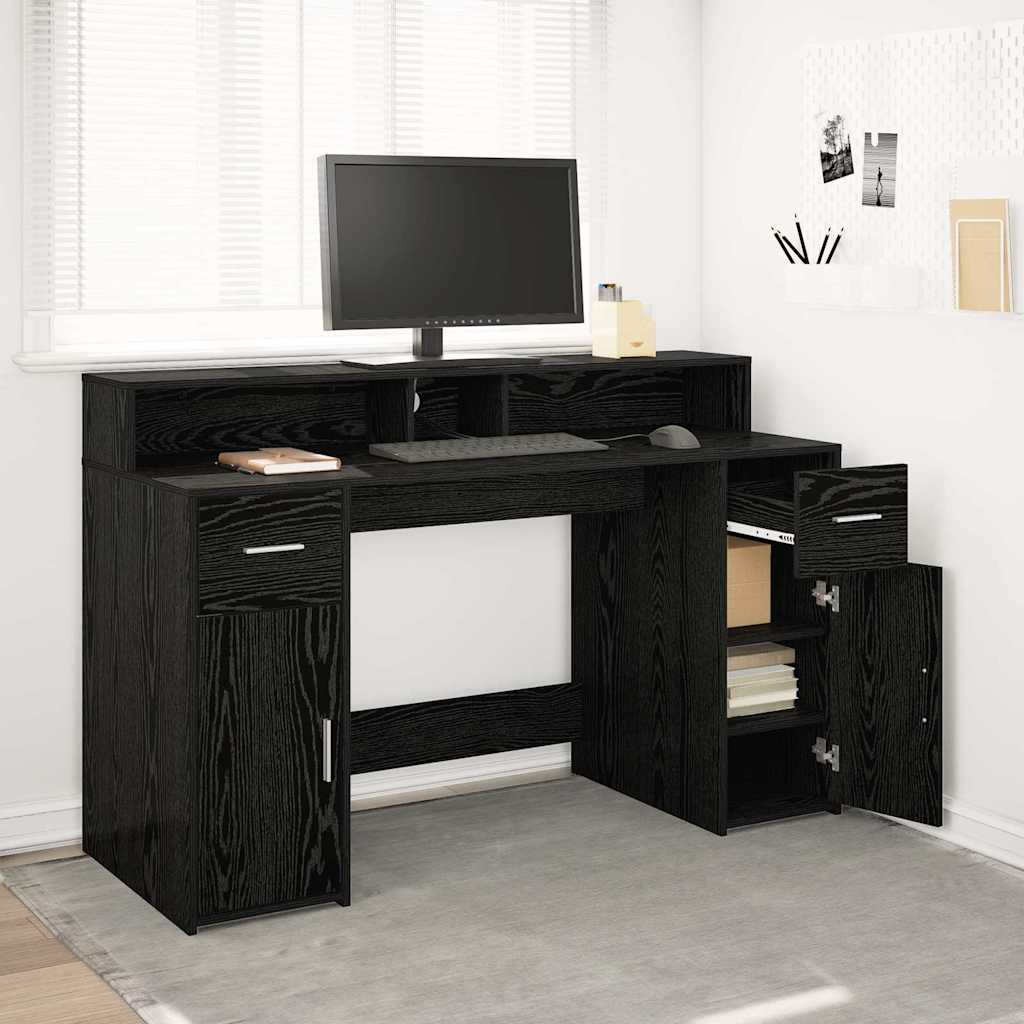 Desk Black Oak 140x55x91 cm Engineered Wood - Direct Imports