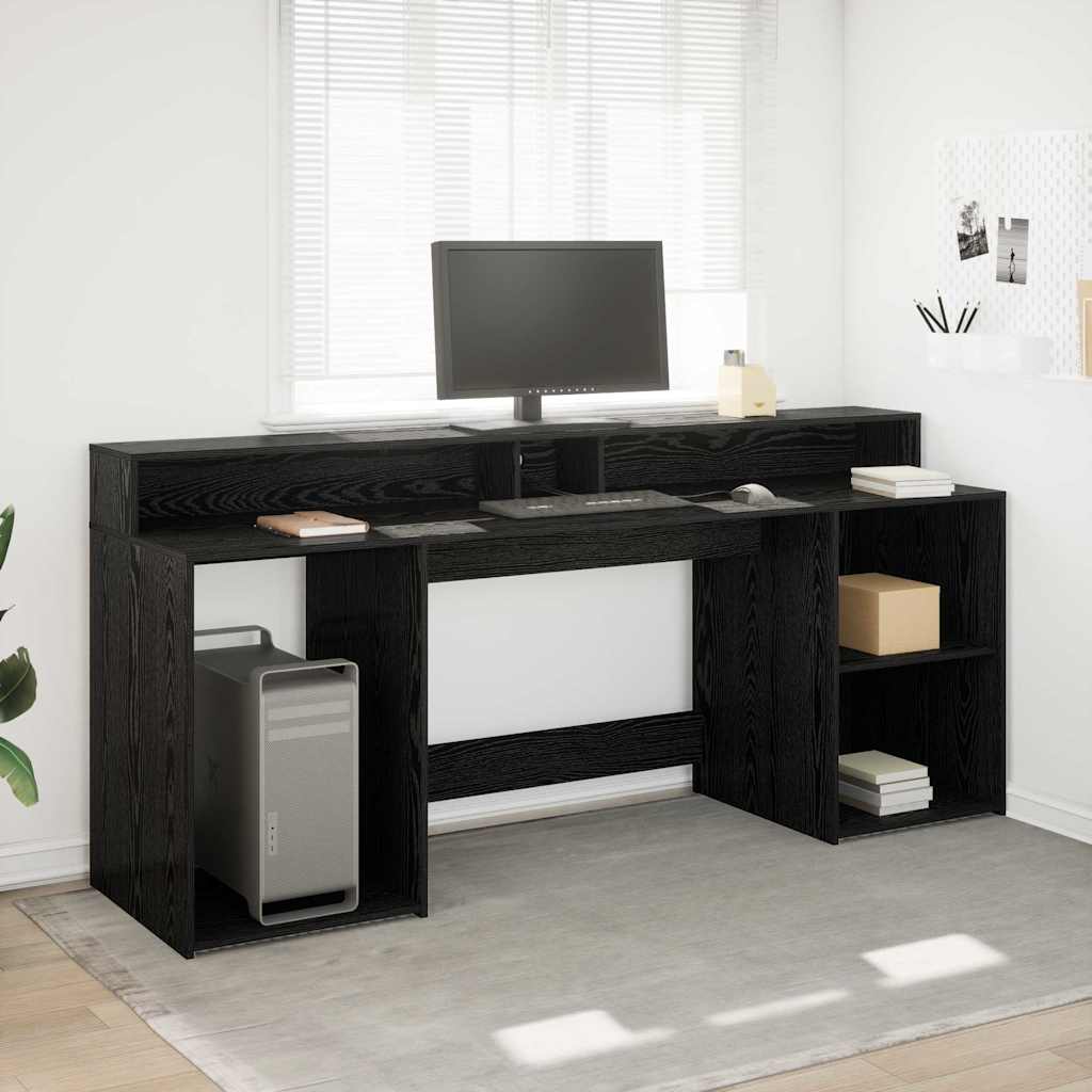 Desk Black Oak 200x55x91 cm Engineered Wood - Millennium Furniture