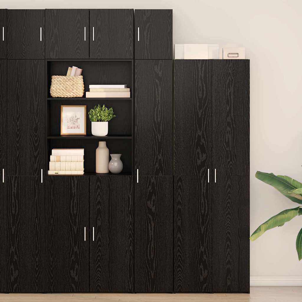 Slim Storage Cabinet Black Oak 30x42.5x225 cm Engineered Wood - Merlin Deals