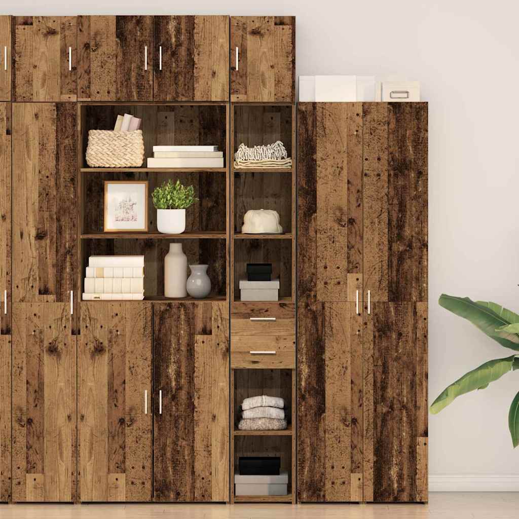 Slim Storage Cabinet Old Wood 30x42.5x225 cm Engineered Wood - Merkel Designers