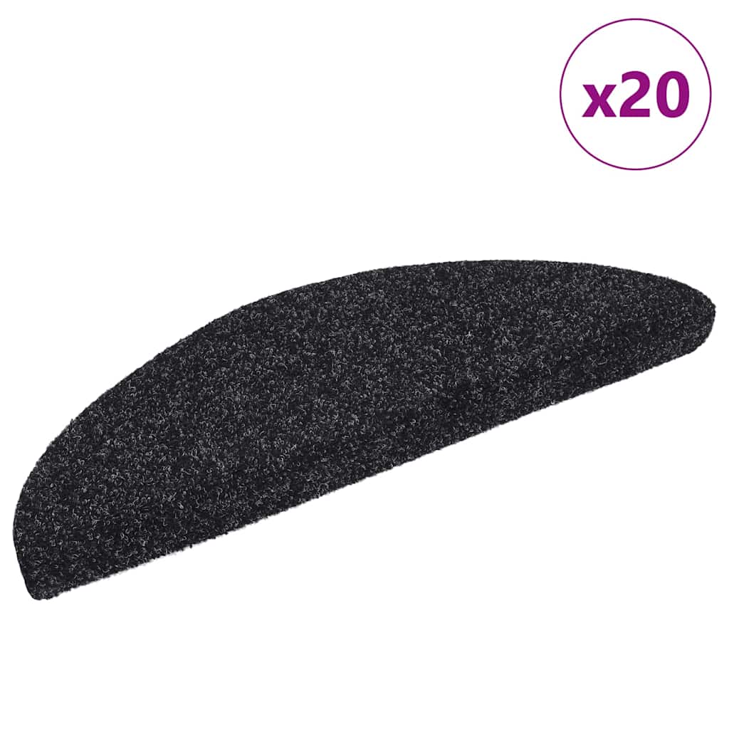 Stair Mats Self-adhesive 20 pcs Black 56x17x3 cm - Charlotte Dunes