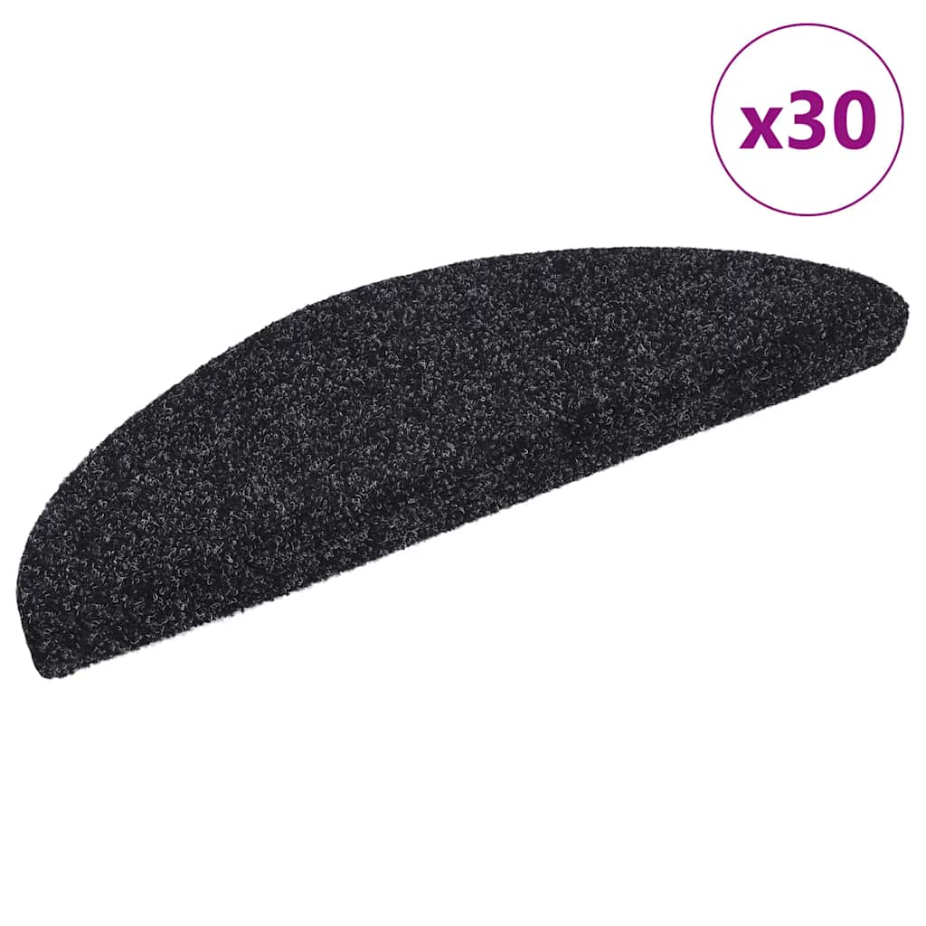 Stair Mats Self-adhesive 30 pcs Black 56x17x3 cm - Direct Imports