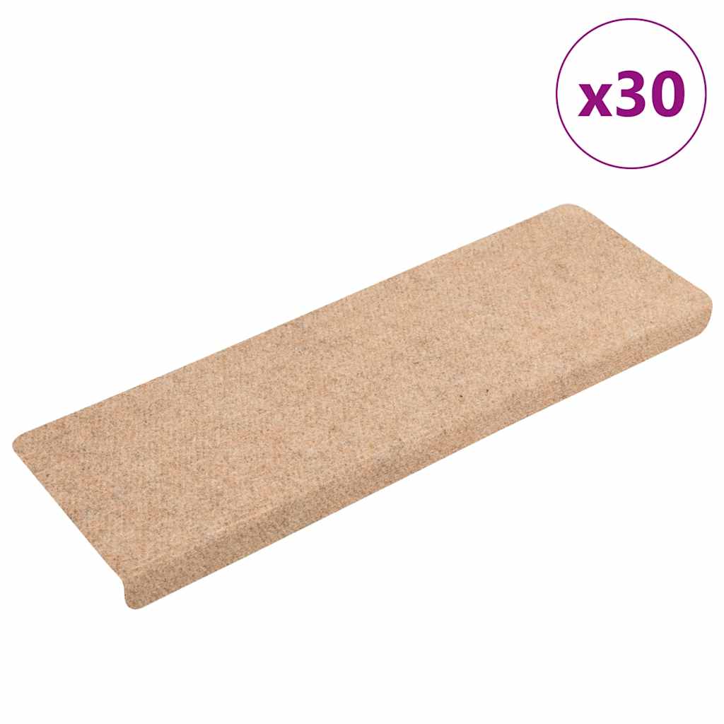 Stair Mats Self-adhesive 30 pcs Cream 65x21x4 cm - Merlin Deals