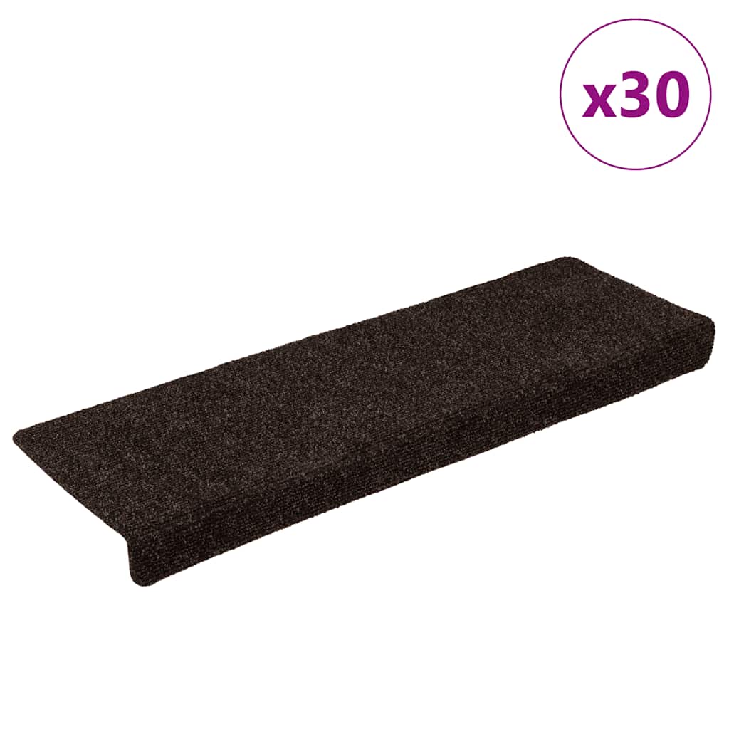 Stair Mats Self-adhesive 30 pcs Brown 65x21x4 cm - Tyrell & Tyrell