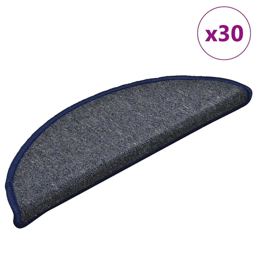 Stair Mats 30 pcs Dark Grey and Blue 56x17x3 cm - Charlotte Dunes