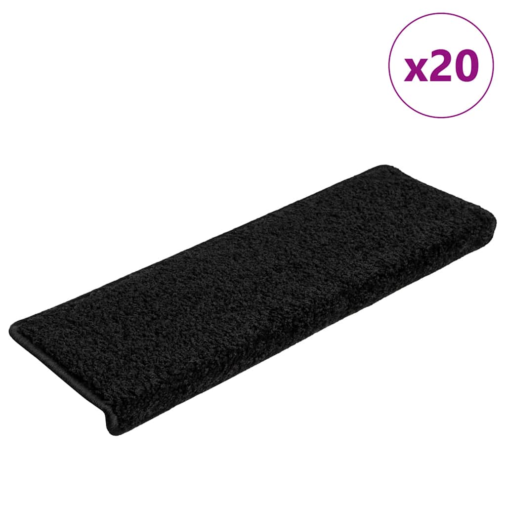 Stair Mats 20 pcs 65x21x4 cm Black - R and M Furniture
