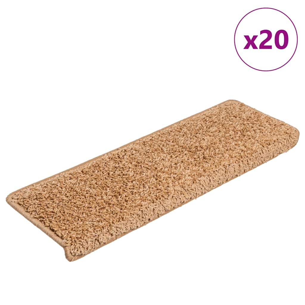 Stair Mats 20 pcs 65x21x4 cm Beige - Merlin Deals