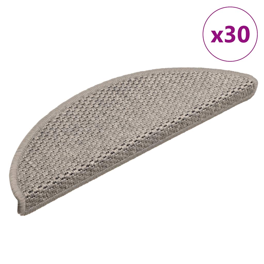 Stair Mats Self-adhesive Sisal-Look 30 pcs 56x17x3 cm Silver - Tyrell & Tyrell