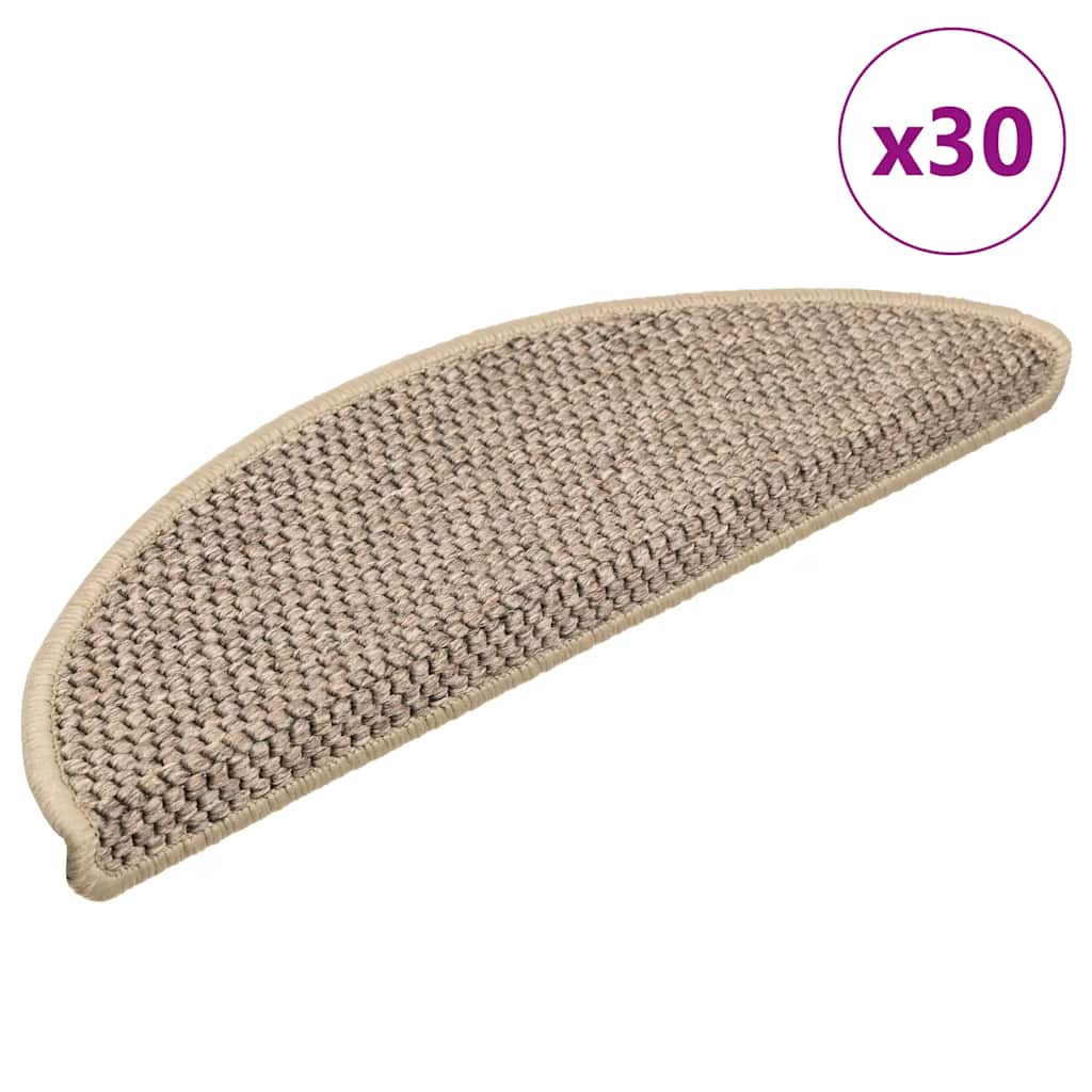 Stair Mats Self-adhesive Sisal-Look 30 pcs 56x17x3 cm Dark Beige - R and M Furniture