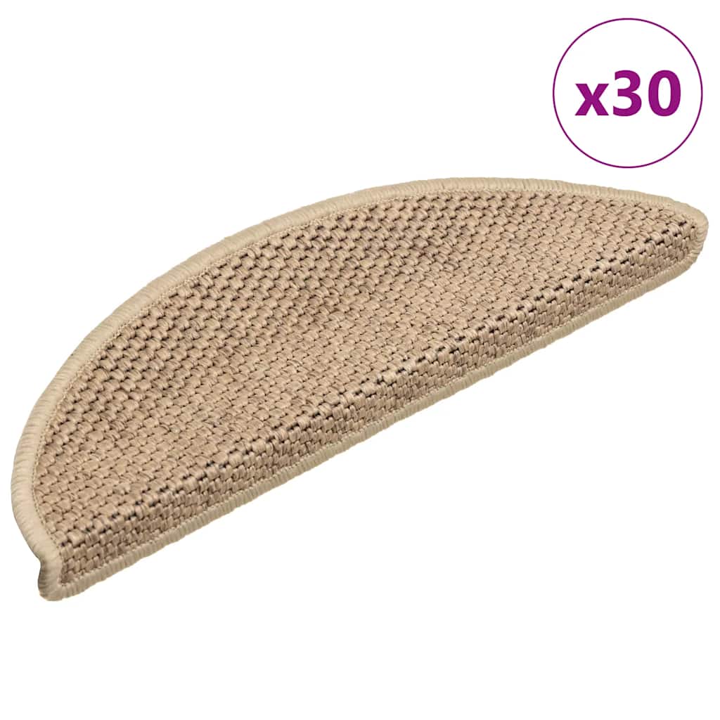 Stair Mats Self-adhesive Sisal-Look 30 pcs 56x17x3 cm Sand - Sid & Sam