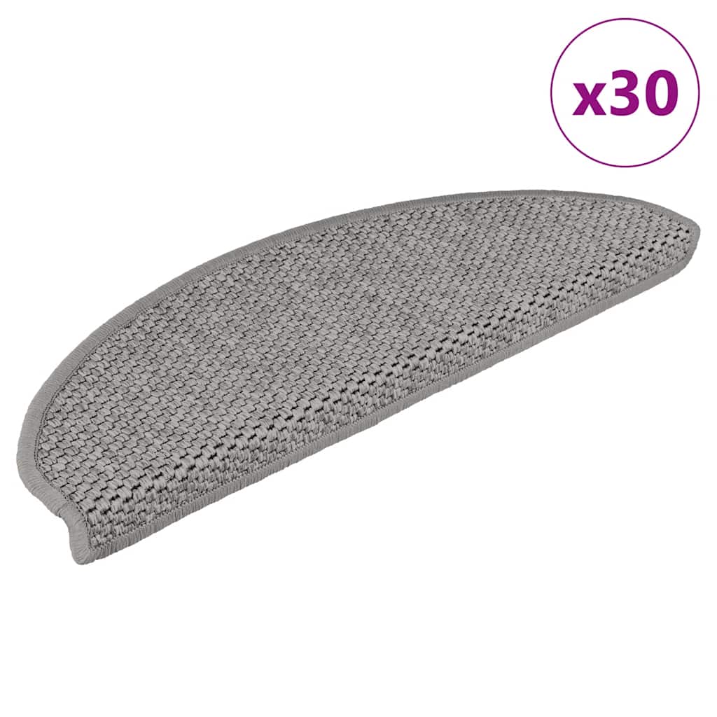 Stair Mats Self-adhesive Sisal-Look 30 pcs 65x21x4 cm Silver - Charlotte Dunes