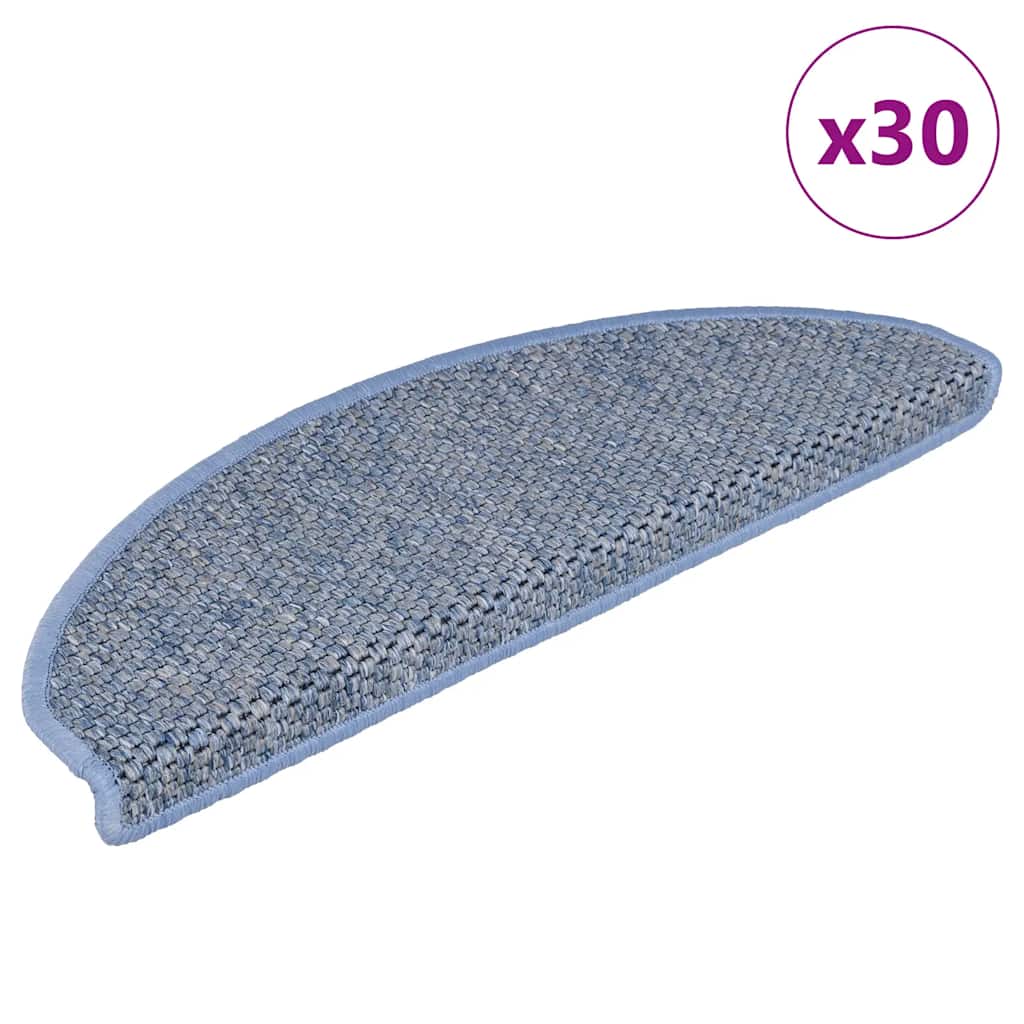 Stair Mats Self-adhesive Sisal-Look 30 pcs 65x21x4 cm Blue - The Home Maker