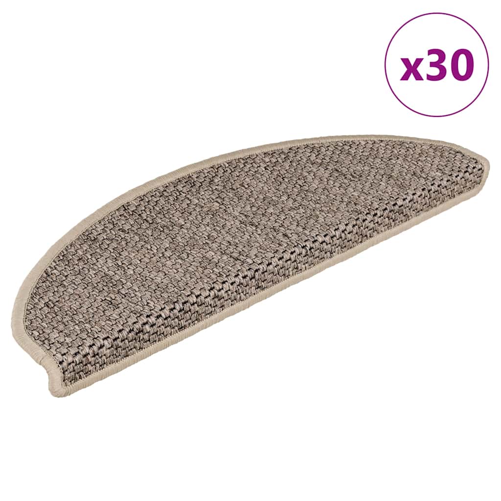 Stair Mats Self-adhesive Sisal-Look 30 pcs 65x21x4 cm Dark Beige - Merkel Designers