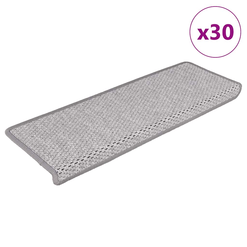 Stair Mats Self-adhesive Sisal-Look 30 pcs 65x21x4 cm Platina - Tyrell & Tyrell