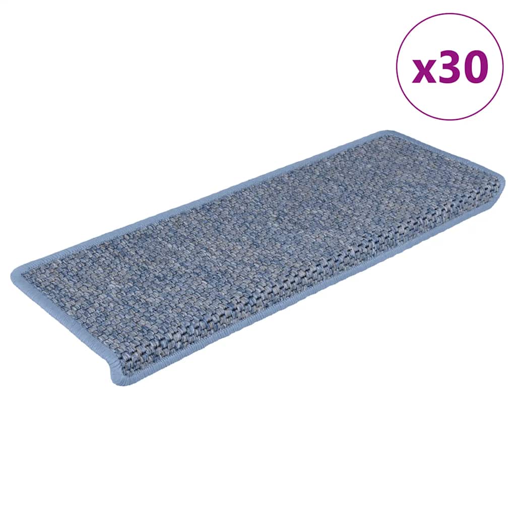 Stair Mats Self-adhesive Sisal-Look 30 pcs 65x21x4 cm Blue - Millennium Furniture