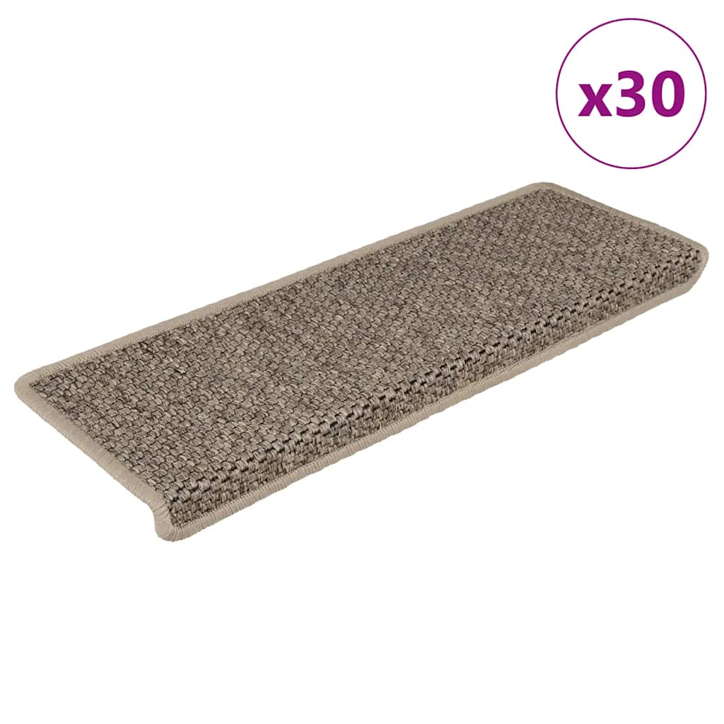 Stair Mats Self-adhesive Sisal-Look 30 pcs 65x21x4 cm Dark Beige - Decor Base