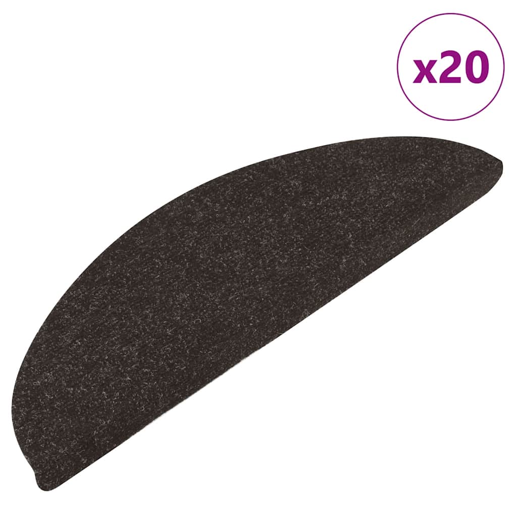 Stair Mats Self-adhesive 20 pcs Black 65x22.5x3.5 cm - Brittle & Co