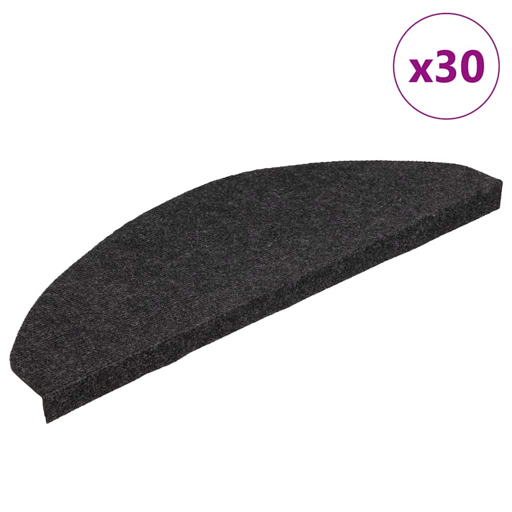 Stair Mats Self-adhesive 30 pcs Black 65x22.5x3.5 cm - Millennium Furniture