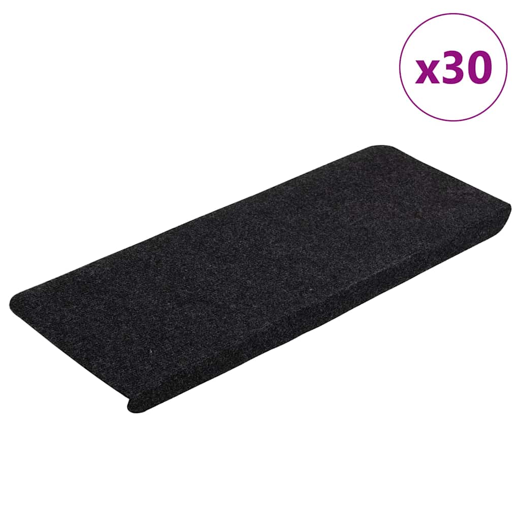 Stair Mats Self-adhesive 30 pcs Black 65x24.5x3.5 cm - All Things Good