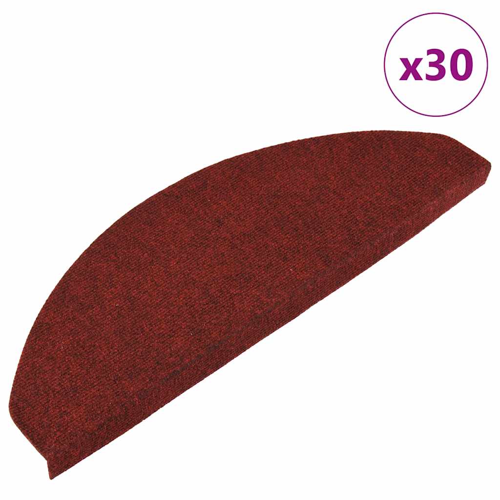 Stair Mats Self-adhesive 30 pcs Red 65x22.5x3.5 cm - Merlin Deals