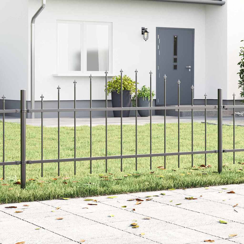 Grey Garden Fence with Hoop Top - 10.2x0.75 m Steel - R and M Furniture
