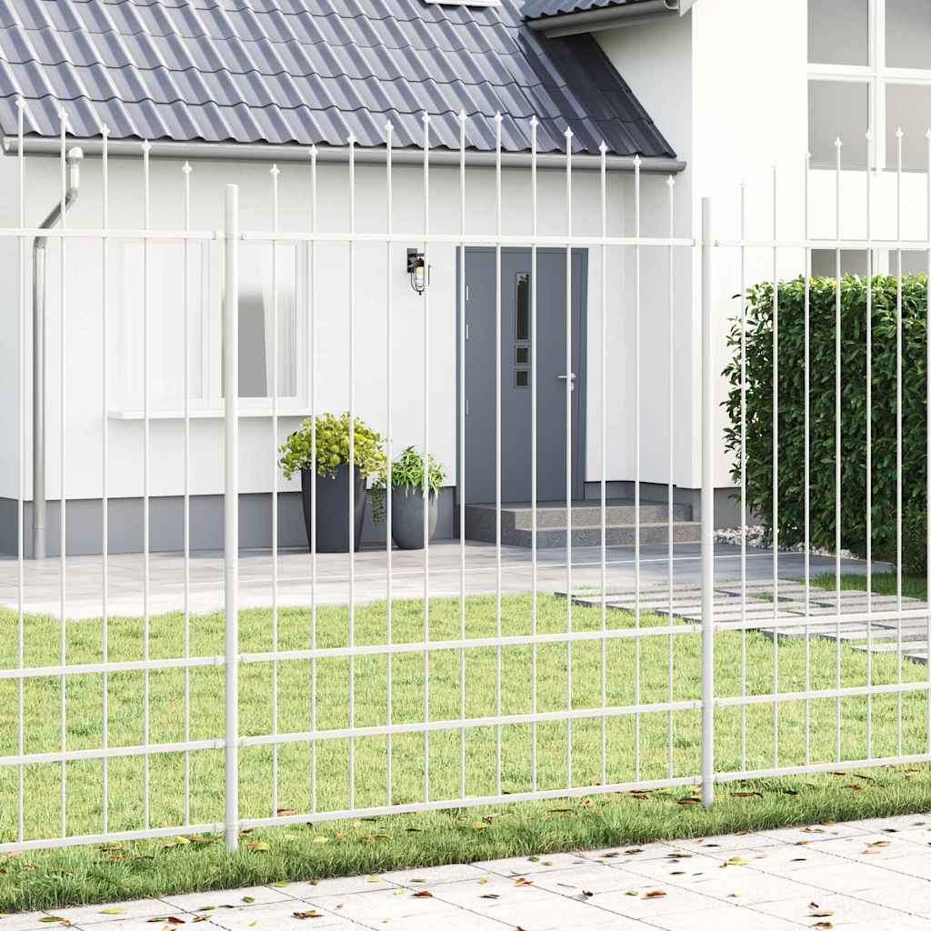 Garden Fence with Hoop Top White 3,4x2 m Steel - Brittle & Co