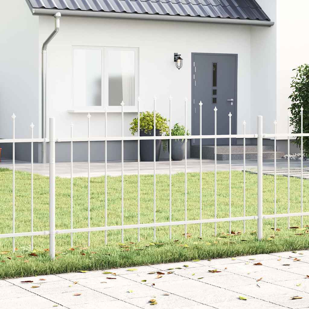 Garden Fence with Hoop Top White 13.6x1 m Steel - Merlin Deals