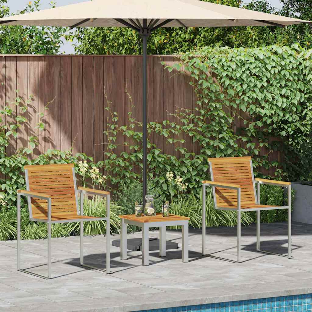 Sun Lounger with Garden Chairs 3 pcs Solid Wood Acacia - Discount Dealers