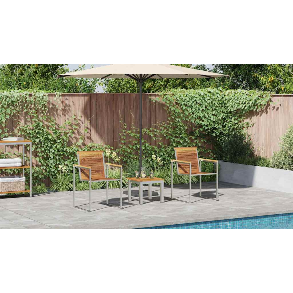 Sun Lounger with Garden Chairs 3 pcs Solid Wood Teak - Merkel Designers