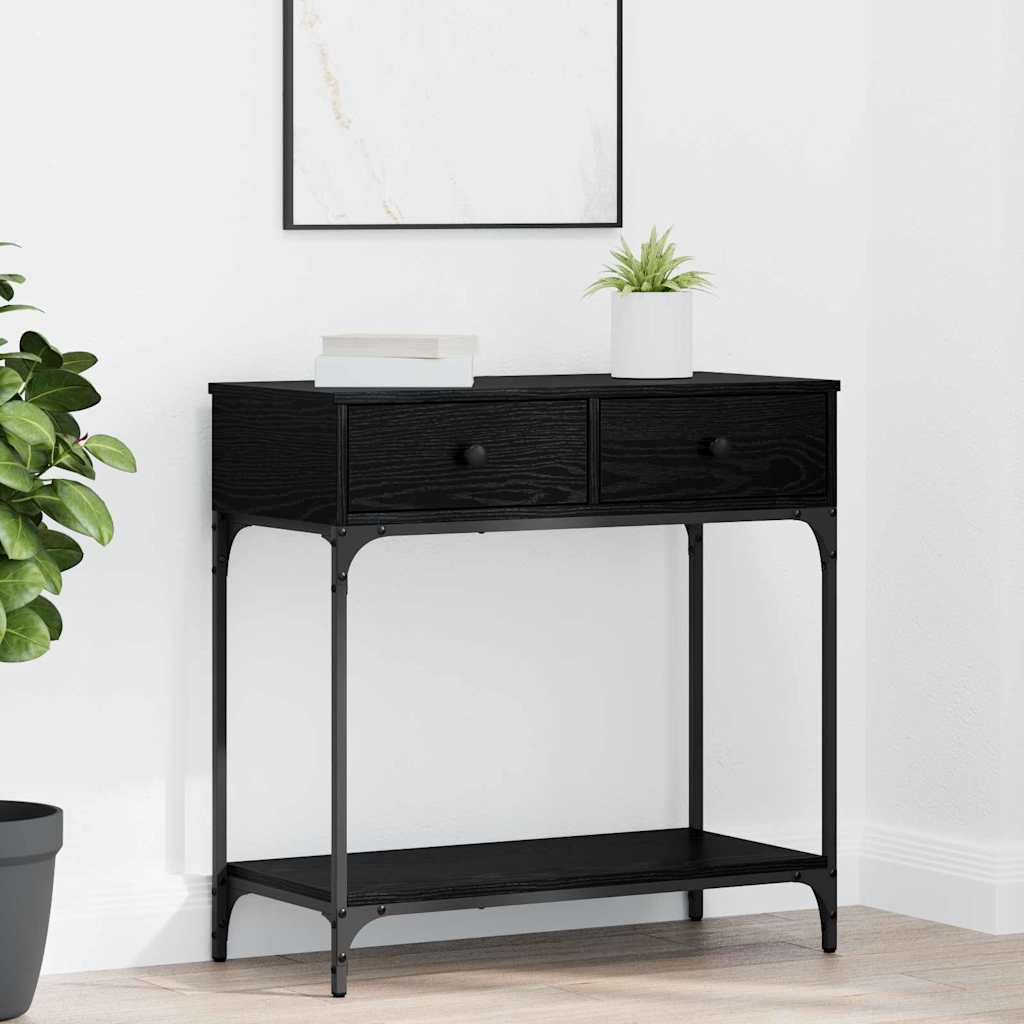 Console Table Black Oak 75x34.5x75 cm Engineered Wood - Merlin Deals