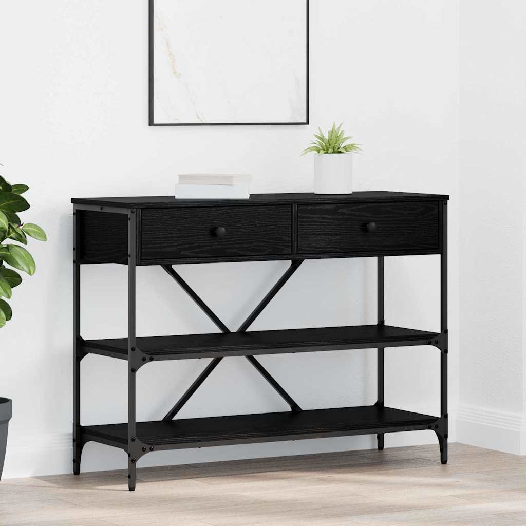 Console Table Black Oak 100x34.5x75 cm Engineered Wood - Unbeatable Bargains