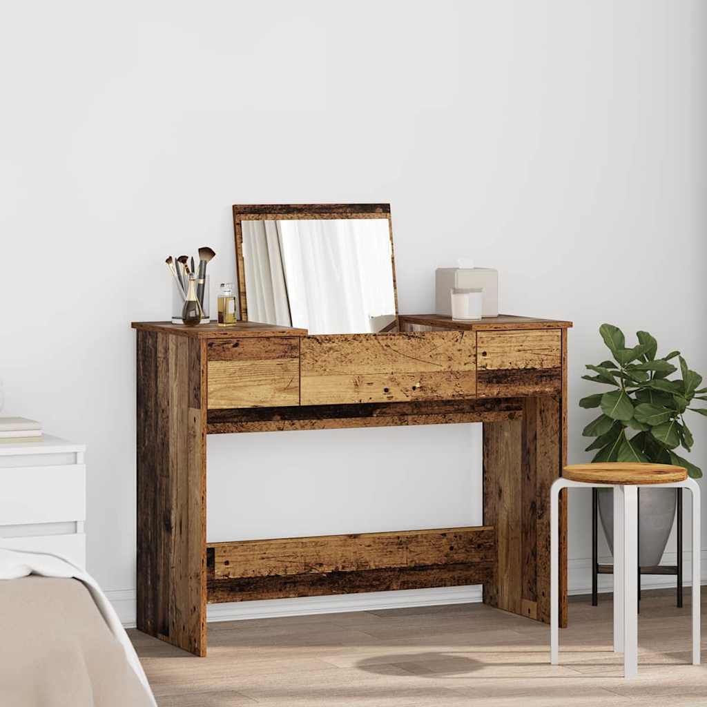 Dressing Table with Mirror Old Wood 100x45x76 cm - Merlin Deals