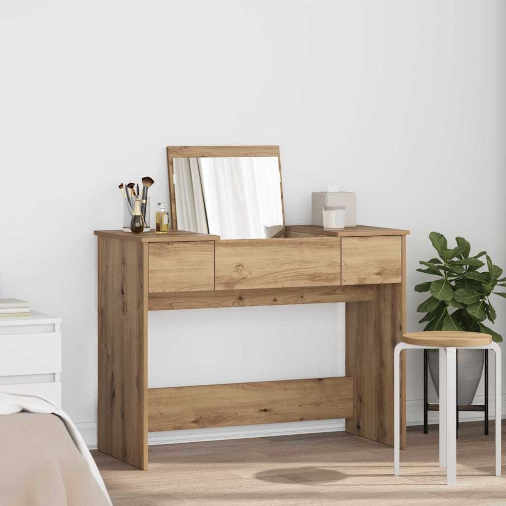 Dressing Table with Mirror Artisan Oak 100x45x76 cm - Decor Base