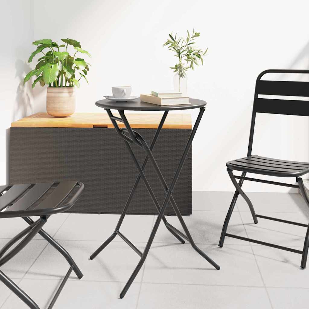 NELCOVE Garden Table Folding Anthracite 50x50x72 cm Metal - Charlotte Dunes