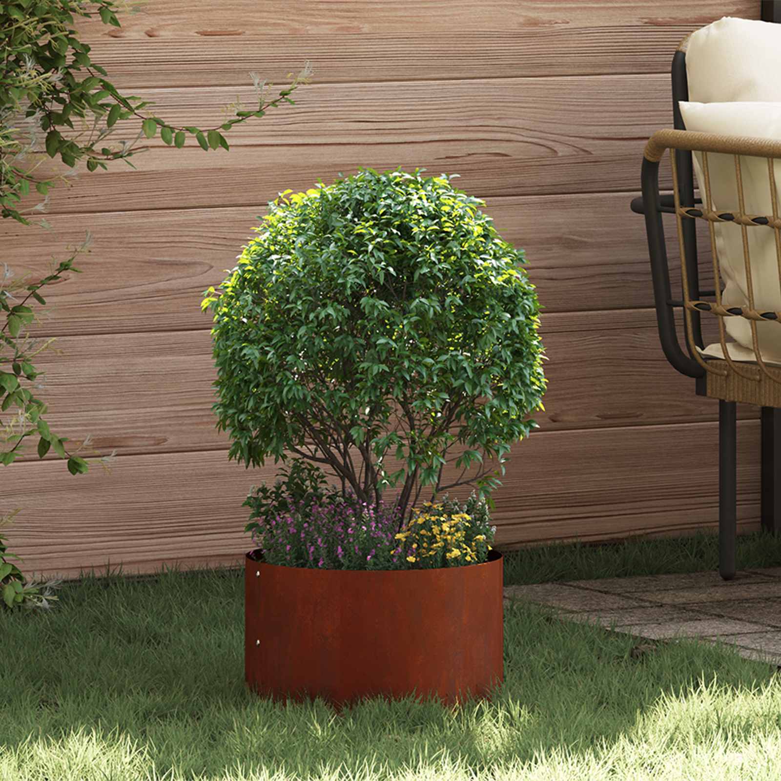 DASCOVE Planter Ring 30x30x20 cm Weathering Steel - Brown - Design Hut