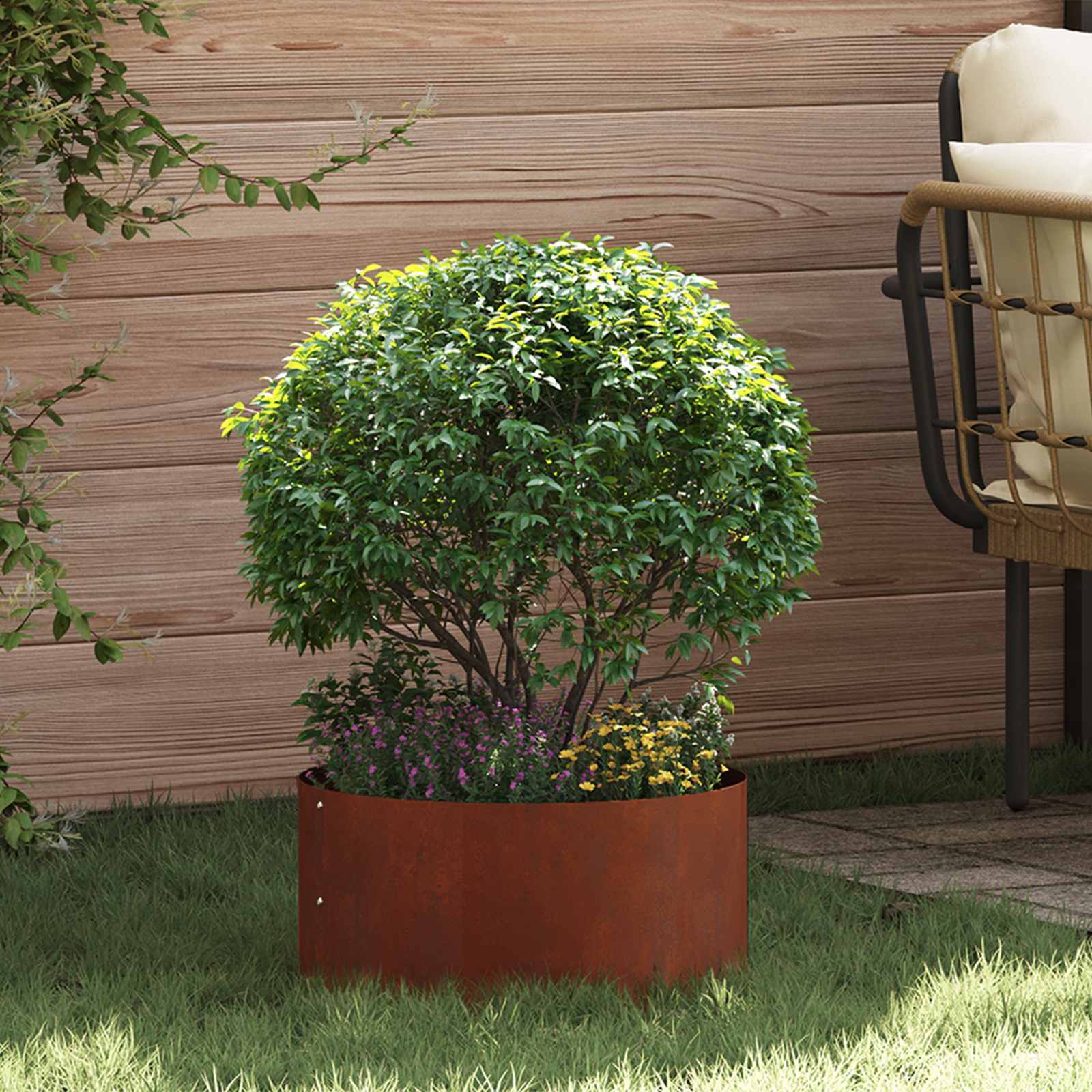 DASCOVE Planter Ring 40x40x20 cm Weathering Steel - Brown - Design Hut
