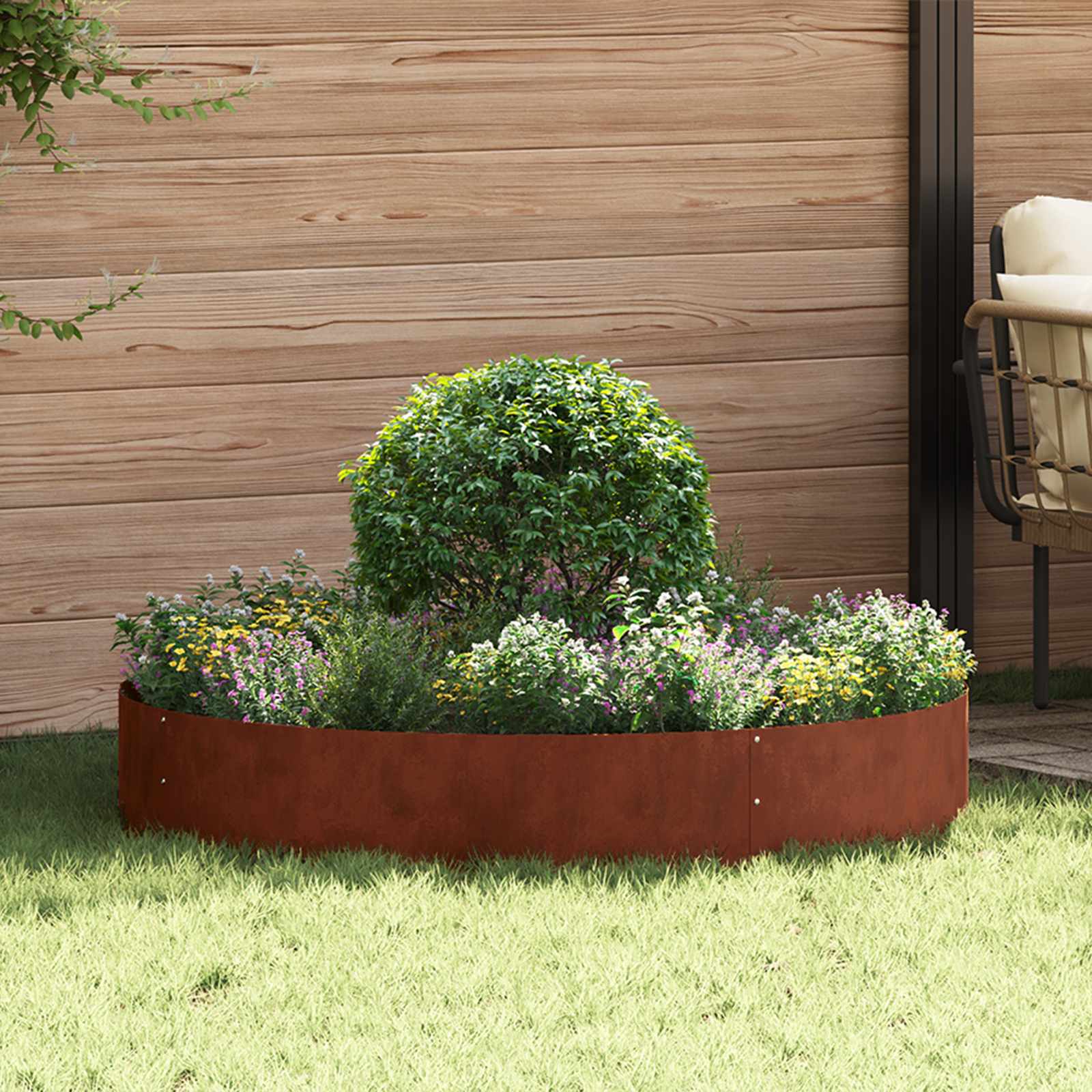 DASCOVE Planter Ring 120x120x20 cm Weathering Steel - Brown - Design Hut