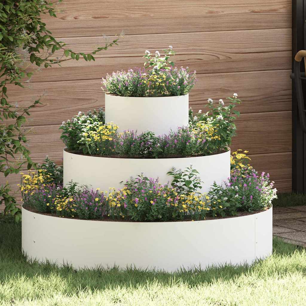 DASCOVE Garden Planter 90x90x20 cm Cold-rolled Steel - White - Design Hut