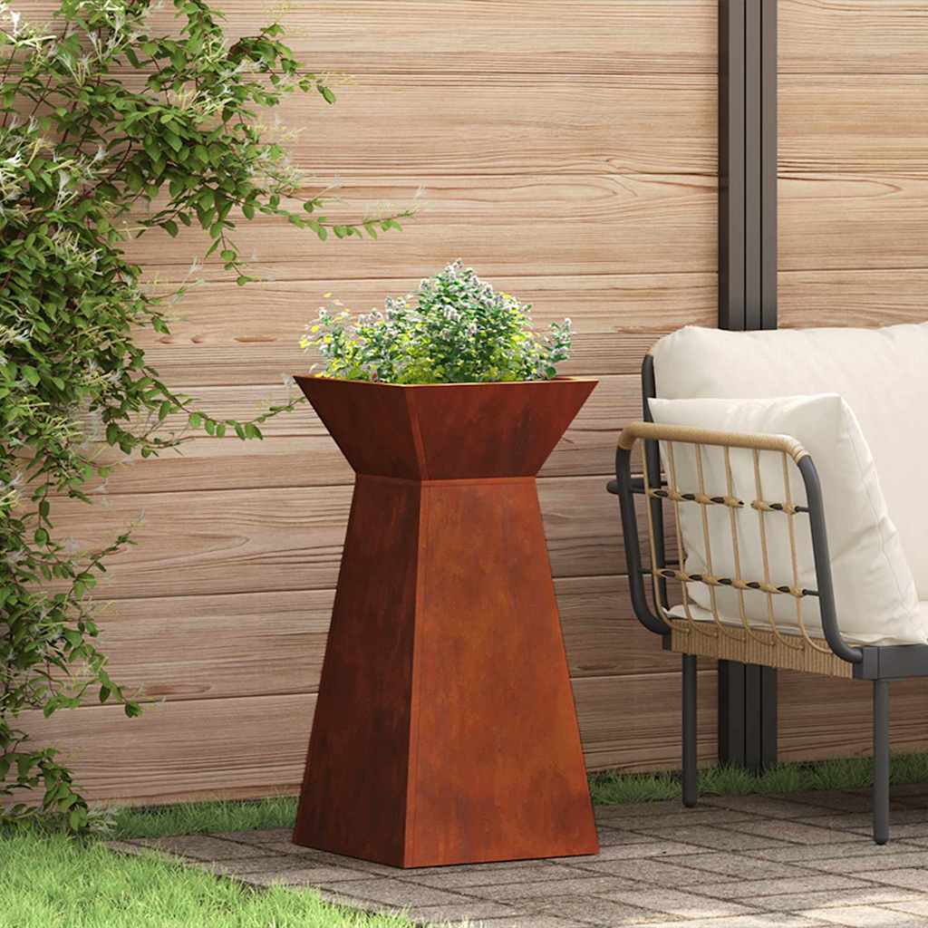 DRDALE Pillar Planter 35x35x73 cm Weathering Steel - Silver - Design Hut