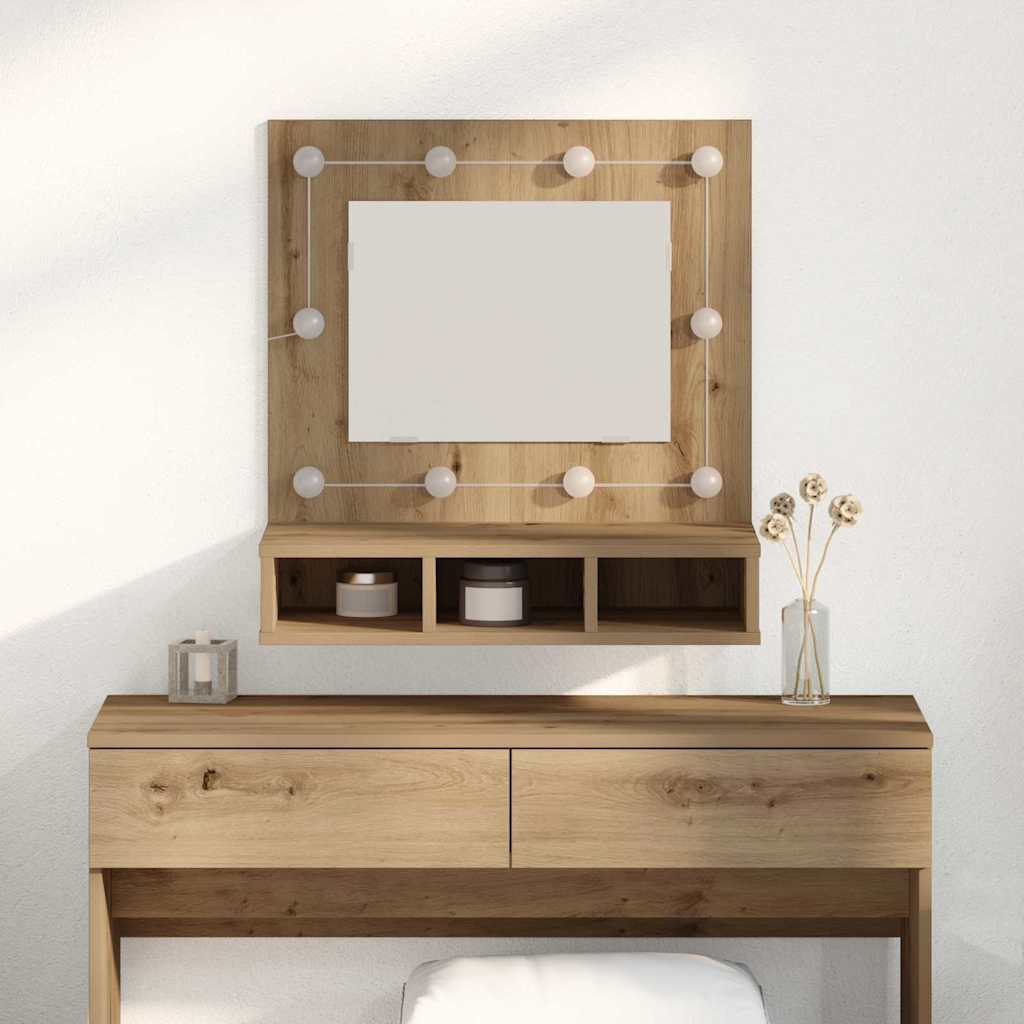 Vanity Unit with Mirror Artisan Oak MDF, Glass 60 x 31.5 x 62 cm - R and M Furniture