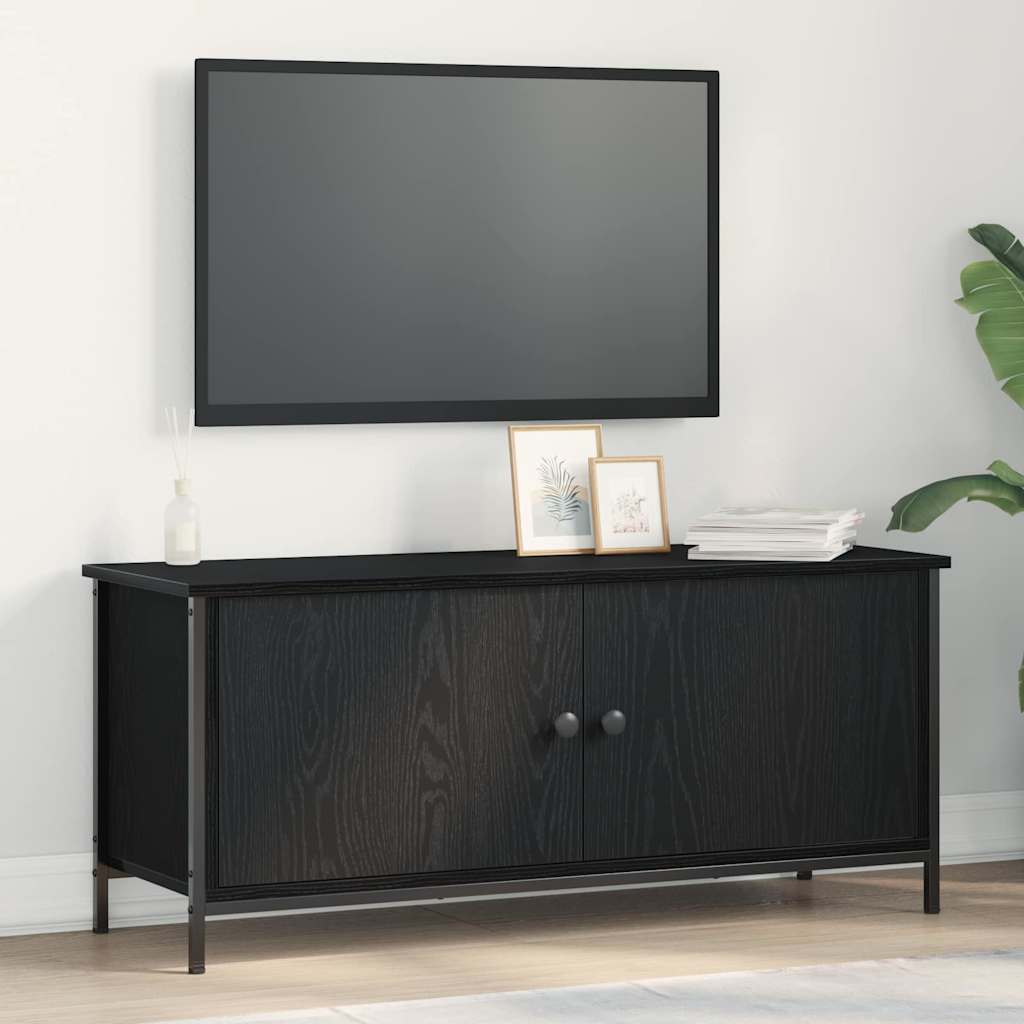 Black Oak TV Stand Black oak Particle board, Metal 102 x 35 x 45 cm - Casper Homes