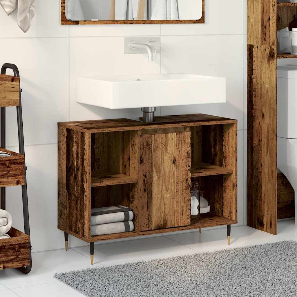 Rustic Bathroom Vanity Old Wood Solid Wood Medium Storage - Unbeatable Bargains