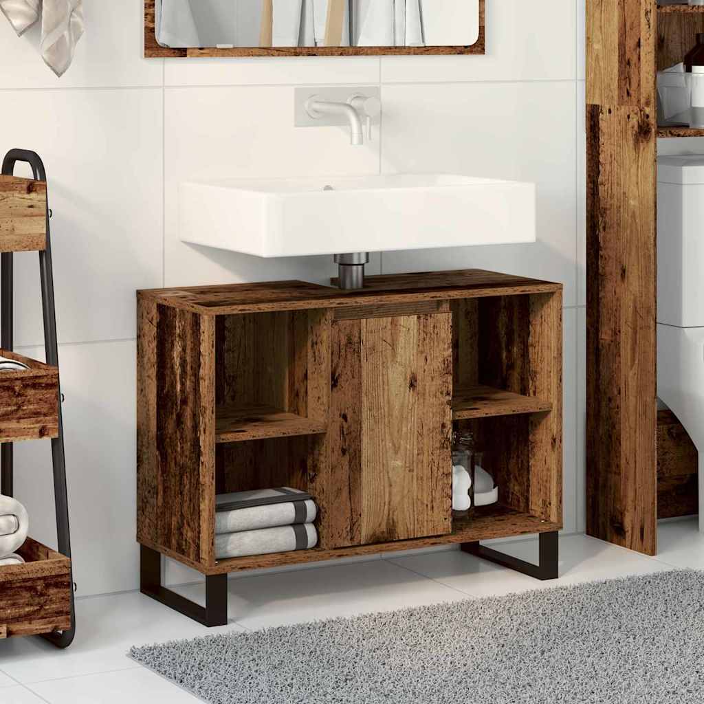 Bathroom Vanity Unit Old Wood Particle board Medium - Design Hut