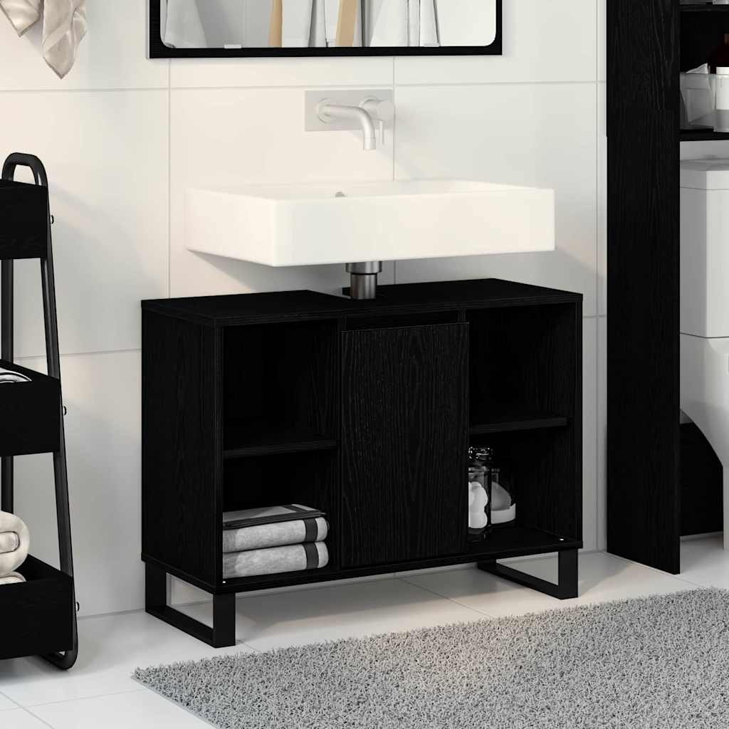 Black Oak Vanity Unit Black oak MDF Medium Bathroom Vanity - Style and Chic