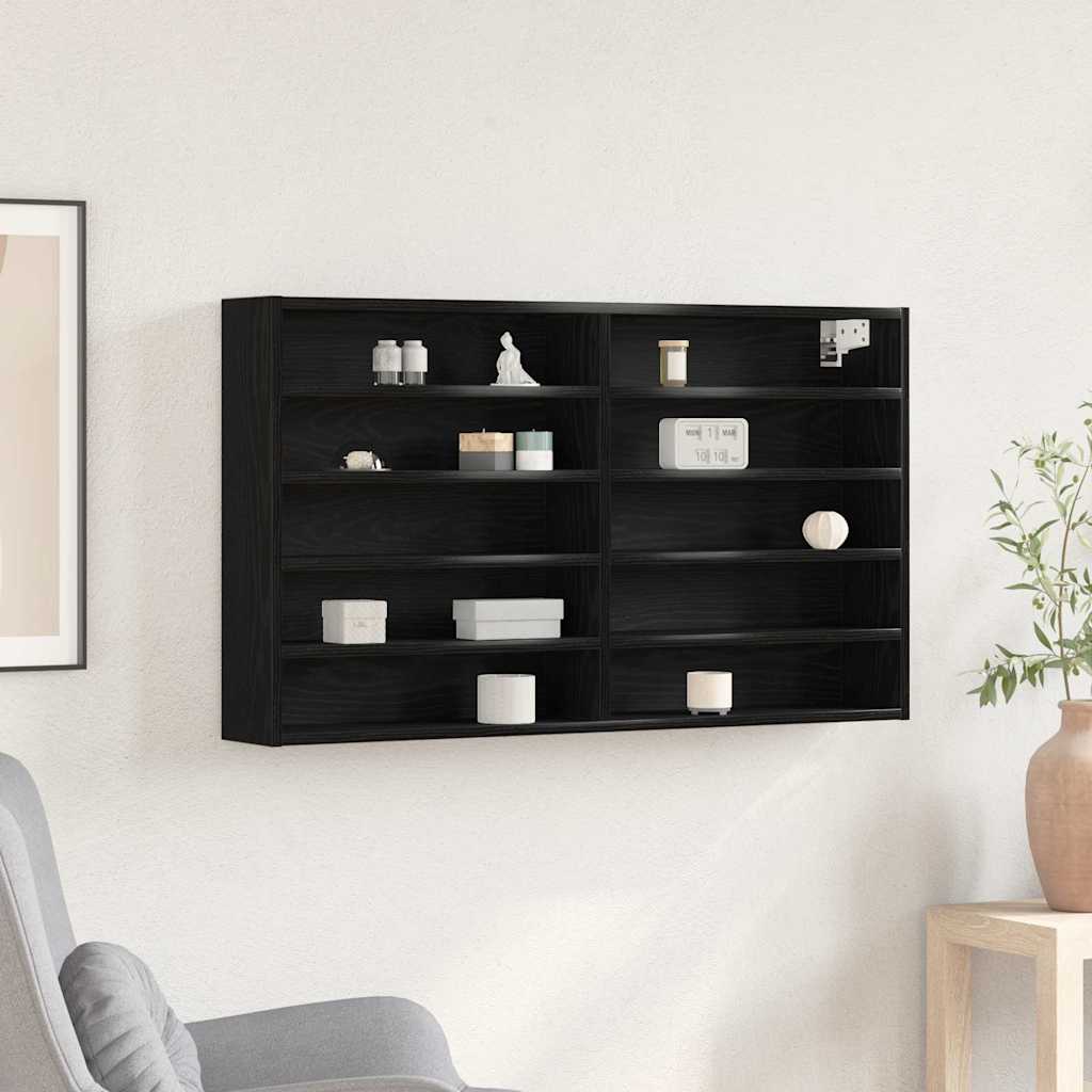 Vitrine Cabinet Black Oak 100x15x58 cm Engineered Wood - The Home Maker