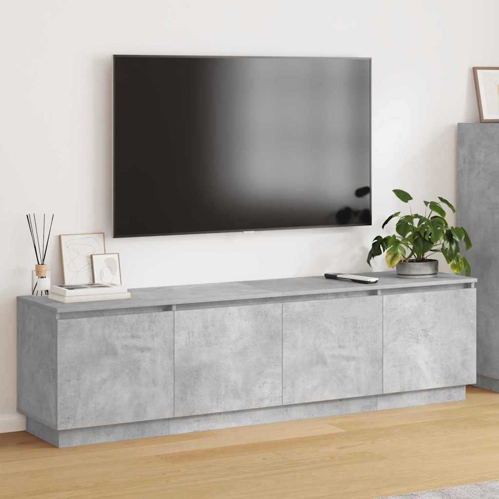 TV Cabinet with LED Concrete Grey 180x38x49 cm Engineered Wood - Merlin Deals