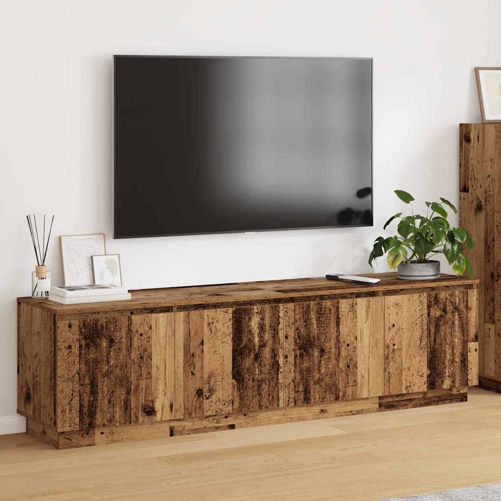 TV Cabinet with LED Old Wood 180x38x49 cm Engineered Wood - All Things Good