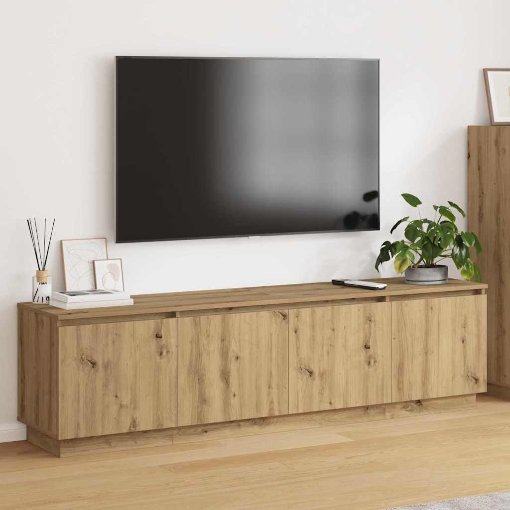 TV Cabinet with LED Artisan Oak 180x38x49 cm Engineered Wood - Merkel Designers