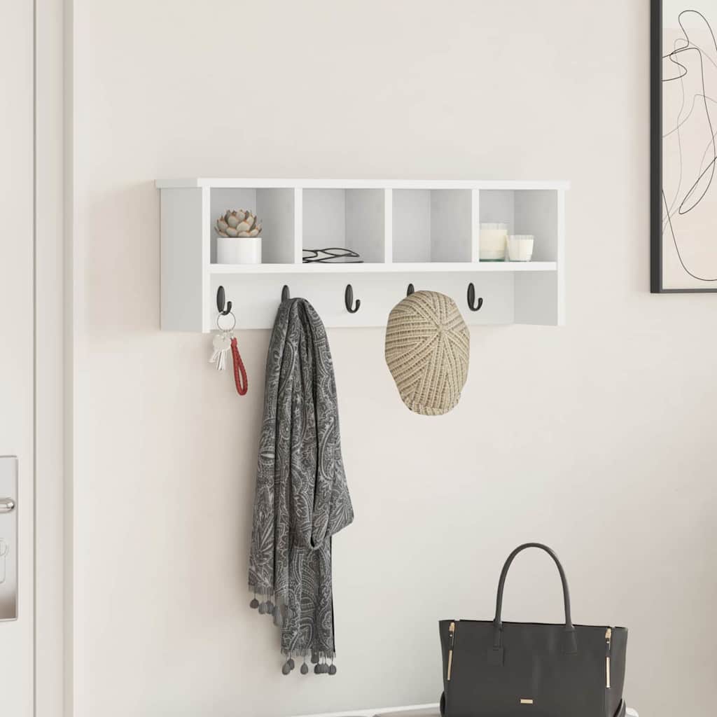 Wall-Mounted Coat Rack White 75 x 16 x 26 cm Engineered wood - Decor Base